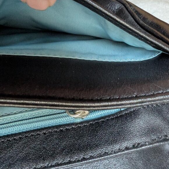 COLE HAAN ALEXA BLACK LEATHER BAGUETTE BUCKLE SHOULDER BAG - Picture 6 of 12